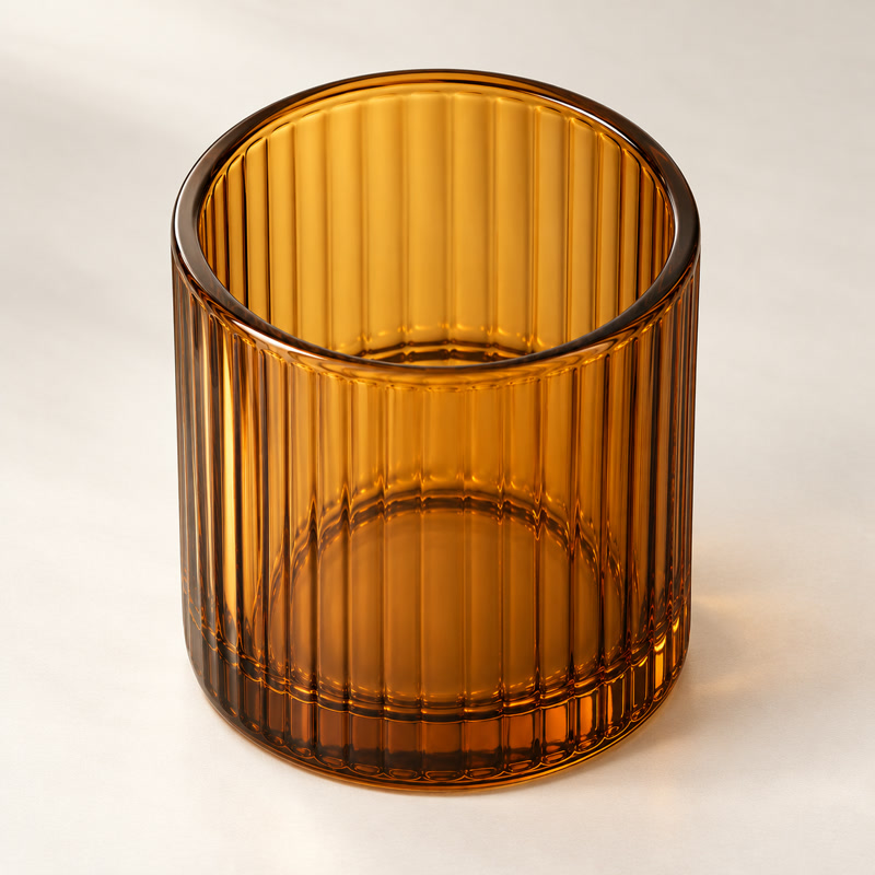 Amber Ribbed Candle Jar · 2